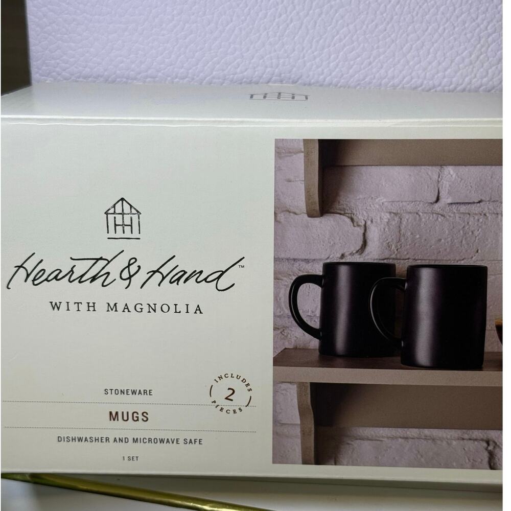 Hearth & Hand Stoneware Mug Cups Black (2 mugs) 14oz Matte Black - NEW in box